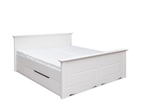 Łóżka z litego drewna - Łóżko 140 + szuflada BELLUNO ELEGANTE BIAŁE