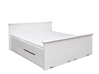 Łóżka z litego drewna - Łóżko 160 + szuflada BELLUNO ELEGANTE BIAŁE