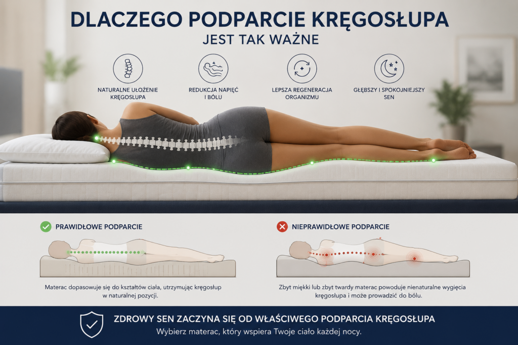 Prawidłowe ułożenie kręgosłupa na materacu ortopedycznym